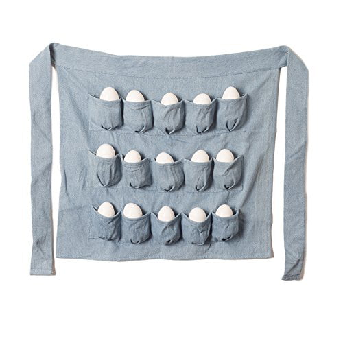 Denim Chicken Egg Apron 15 Pockets Men and Women Egg Gathering and Collecting 